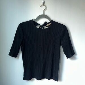 Madewell Black Ribbed Short Sleeve Top